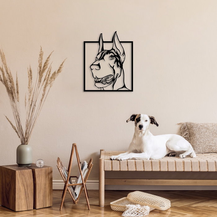 Wallity Doberman Escultura de pared de metal negra